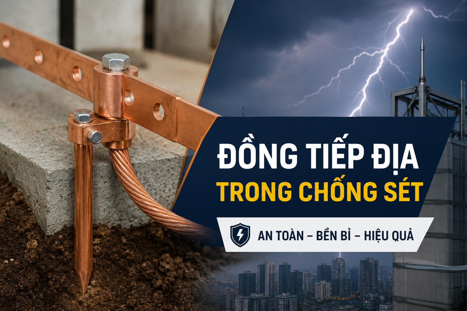 Đồng tiếp địa trong chống sét: Tiêu chuẩn lắp đặt từ A đến Z
